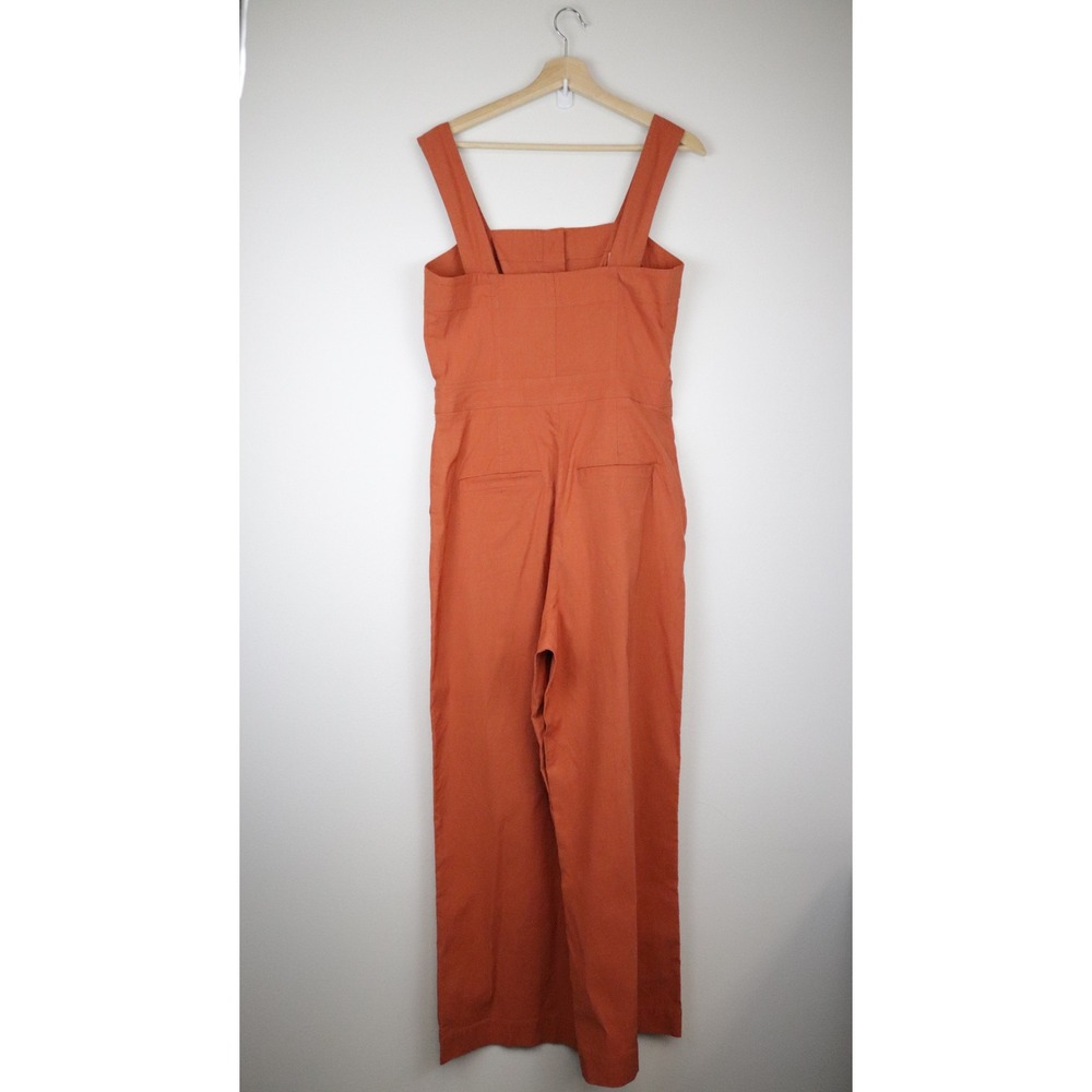 Anthropologie Maeve The Portside Jumpsuit 12 Tall Orange Collette Wide Leg - Picture 3 of 11